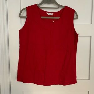 Red sleeveless top